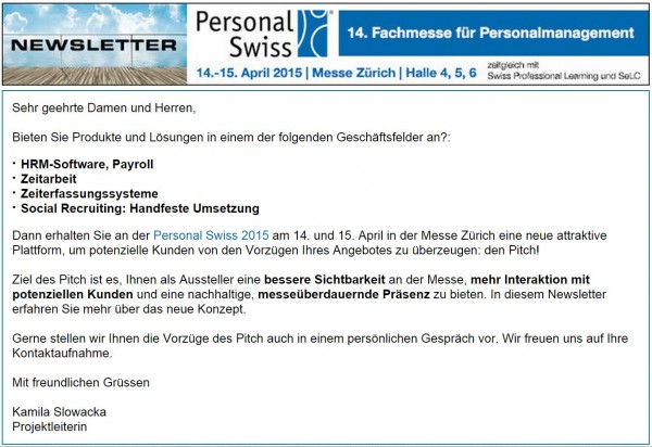 Personal Swiss 2015 Newsletter